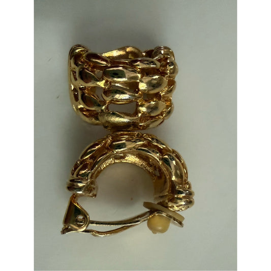 Vinage Gold-Tone Woven Hoop Clip-On Earrings