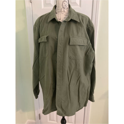L.L. Bean Men's Olive Green Button-Front Utility Shirt