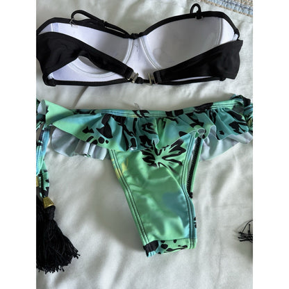 Swimsuit - bikini 2 PIECES  black&green