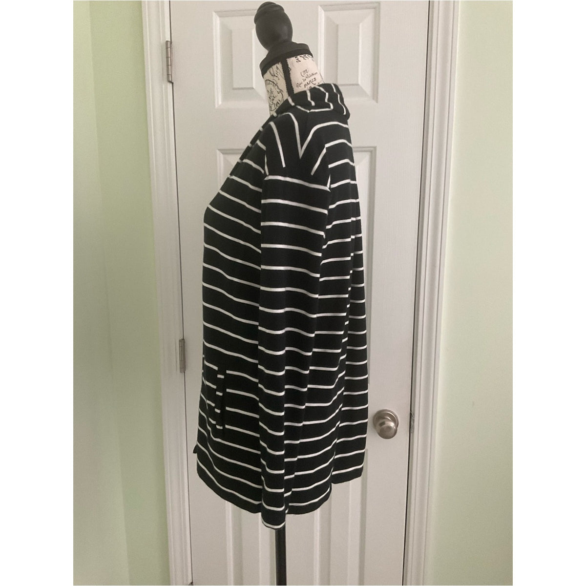 A New Day Black & White Striped Open-Front Cardigan