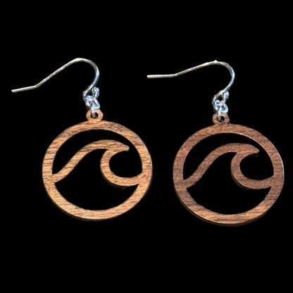 Jackie Gallagher Designs - Mahogany Wood Wave Earrings, sterling silver