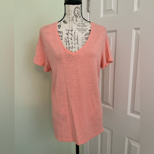 Felina slubbed style v-neck T-Shirt - orange/coral color