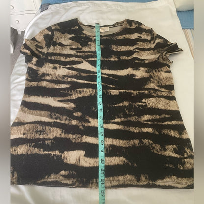 Michael Kors Black and Tan Short Sleeve Top