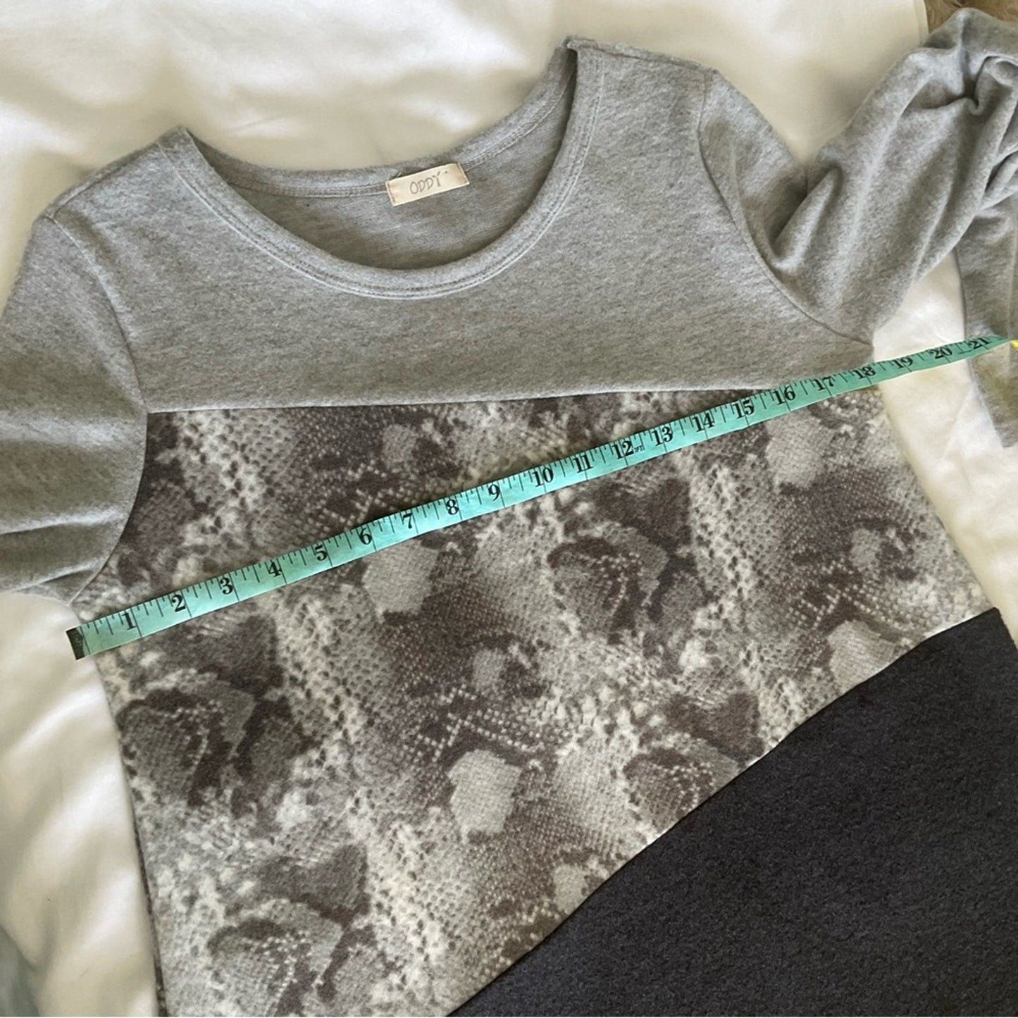 ODDY Gray and Brown Patterned Long Sleeve Top