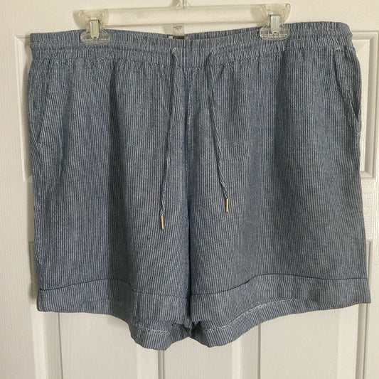 Anne Klein Navy Striped Drawstring Shorts