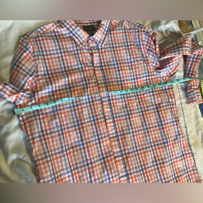 Saddlebred Orange and Purple and white Plaid Casual Button Down Shirt