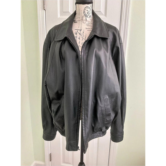 Perry Ellis Portfolio Leather Jacket Black XXL
