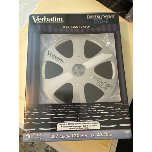 Verbatrim 3PK DVD+R Digital Movie 4.7GB 120 Minutes 4X w/ Super Jewel Box Case