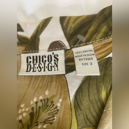 Chico's Brown and Green Floral Jean Jacket