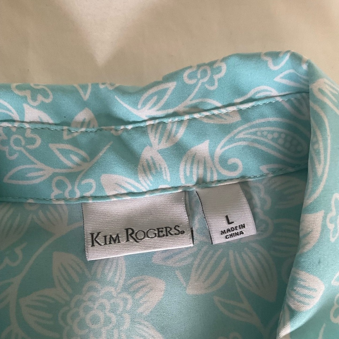 Kim Rogers Light Blue Floral Button Down Shirt