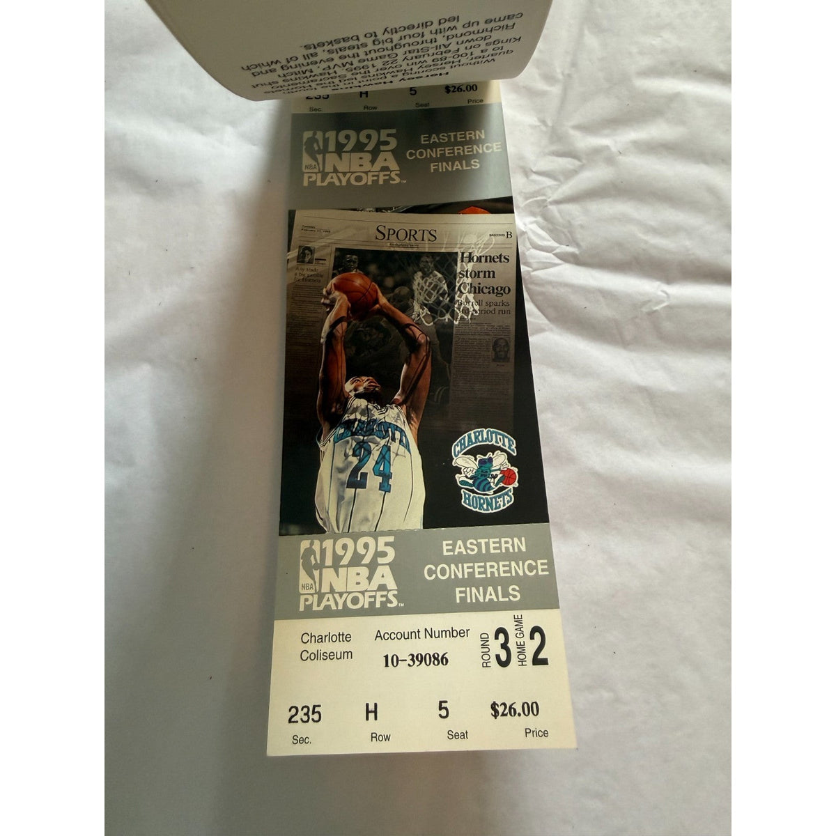 Charlotte Hornets Vintage 1995 Playoff Tickets - Nearly Complete Book NBA - Rare