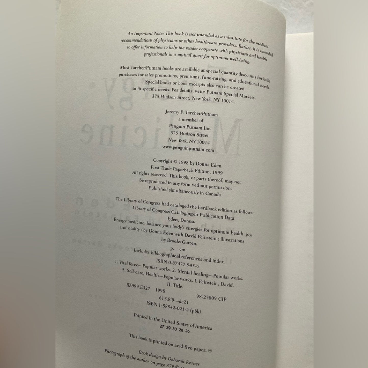 Energy Medicine Book by Donna Eden