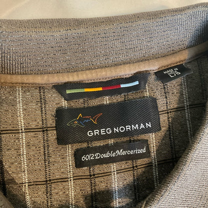 Greg Norman Collection Brown Plaid Polo Shirt