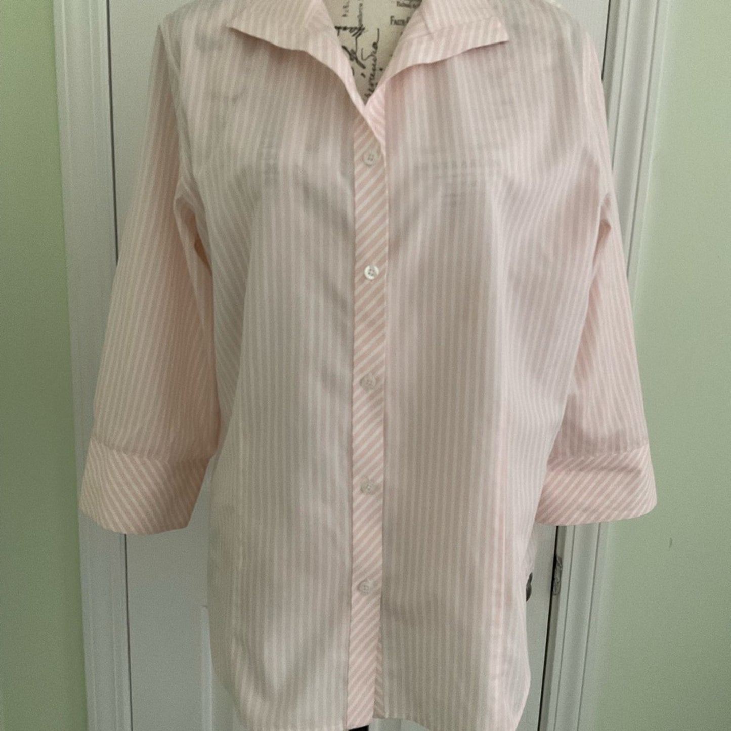 Chico's Pink Striped Button Down Shirt