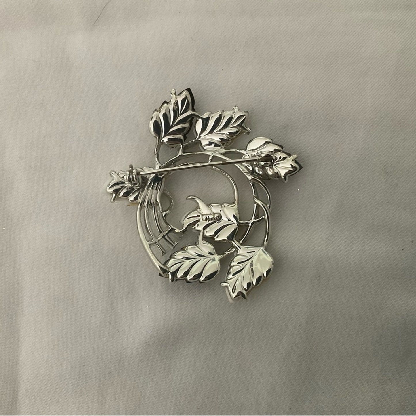 Vintage Elegant Black and White Leaf Brooch