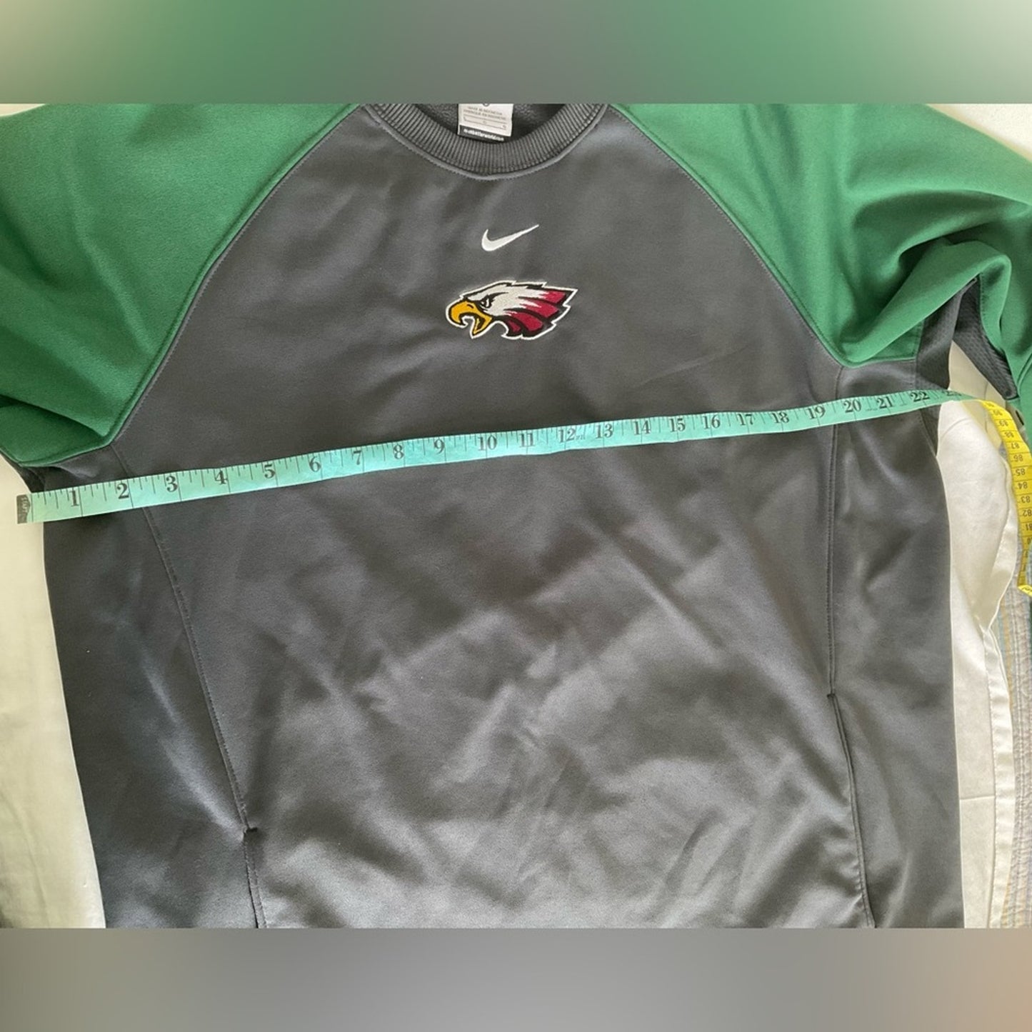Nike Gray and Green Crewneck with Eagle Emblem