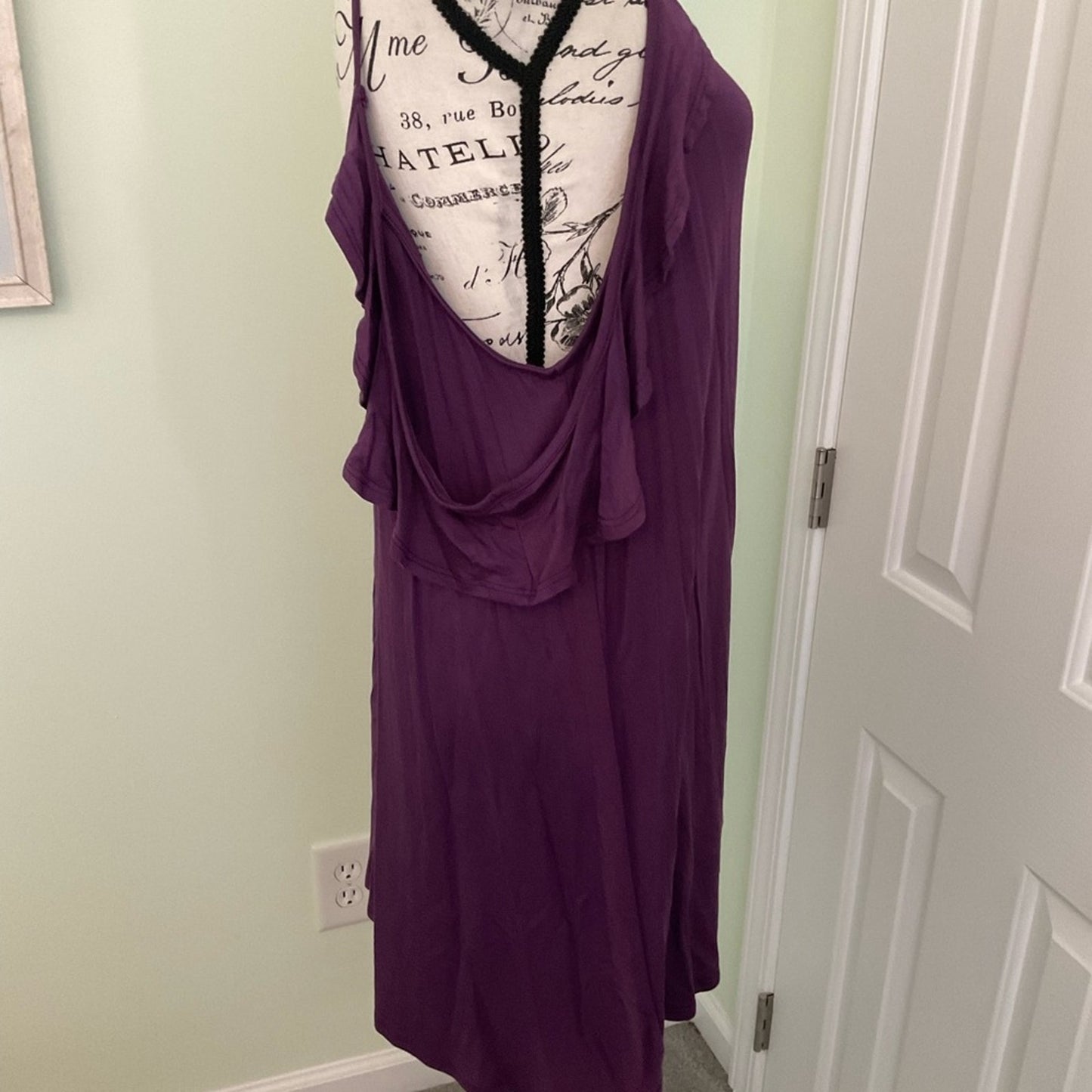 Emerald brand thin strap long tunic top with ruffle look - Purple