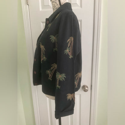 New Direction Black Jacket with Palm Embroidery