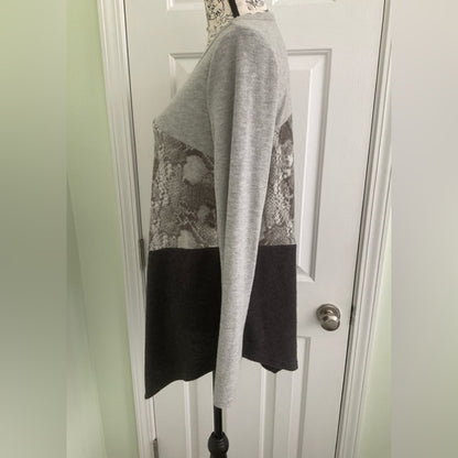 ODDY Gray and Brown Patterned Long Sleeve Top