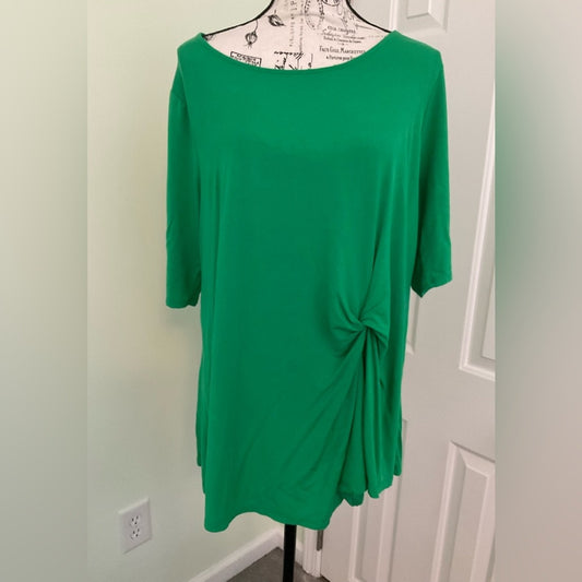 Investments Kristin side tattered top with scoop neck and 1/2 sleeves