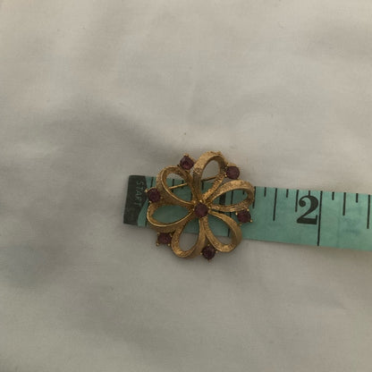 Elegant Gold and Purple Floral Brooch