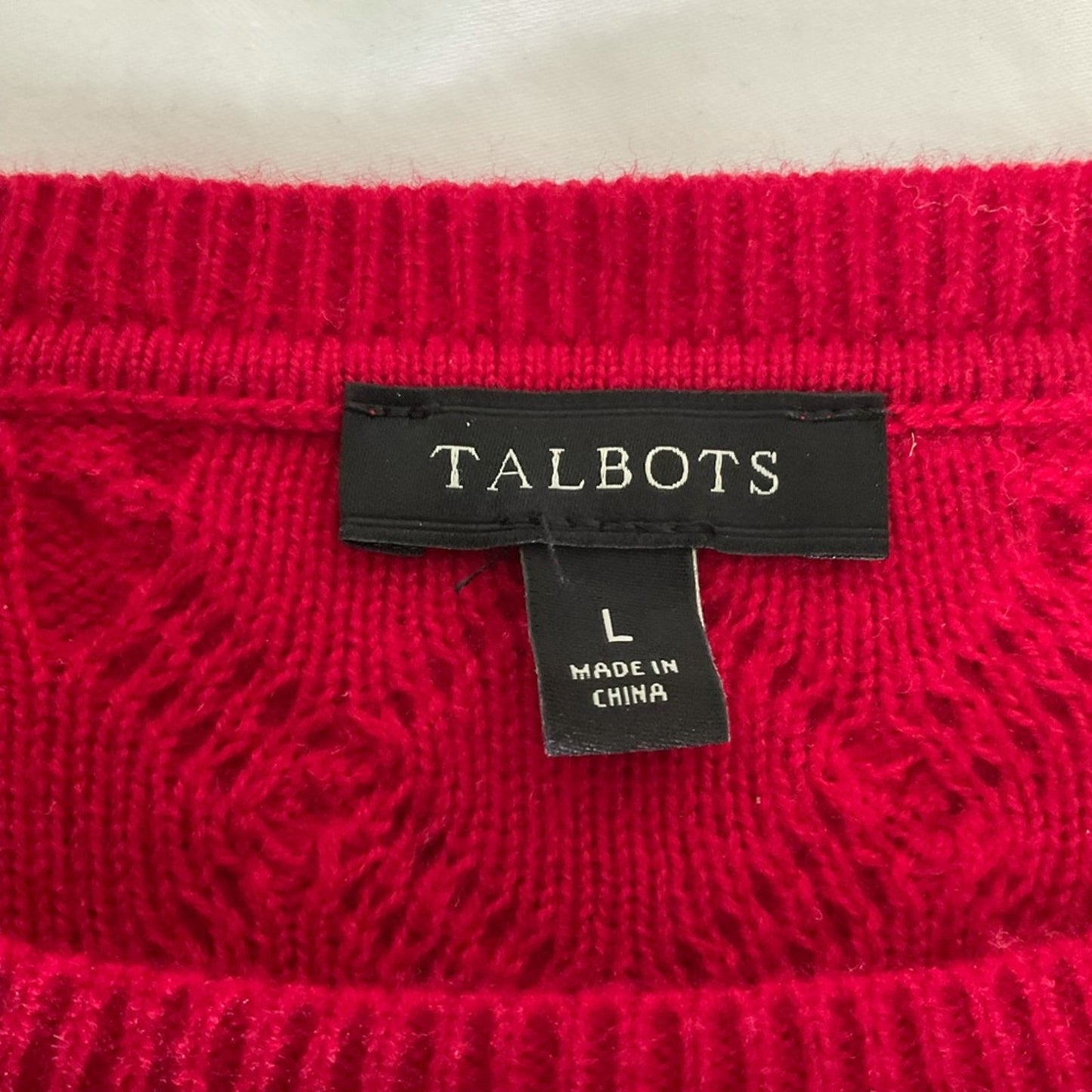 Talbots Red Cableknit wide crew neck sweater