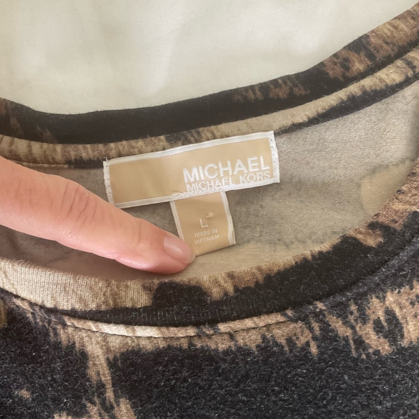 Michael Kors Black and Tan Short Sleeve Top