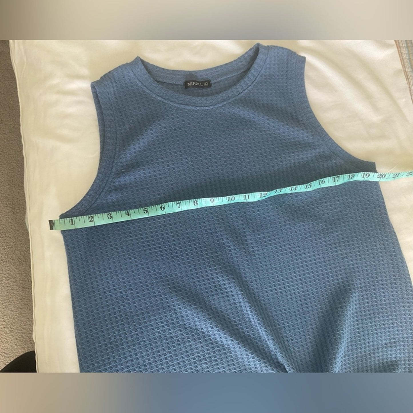 Elegant Blue Textured Women's Tank Top