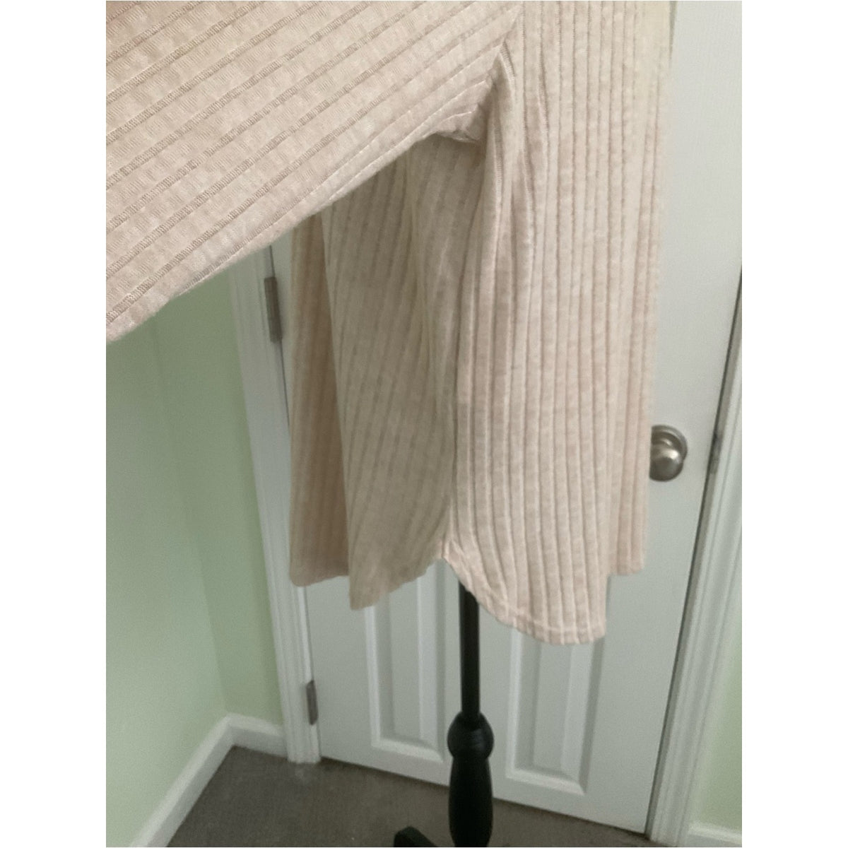 Ribbed Crewneck Sweater in Light Cream