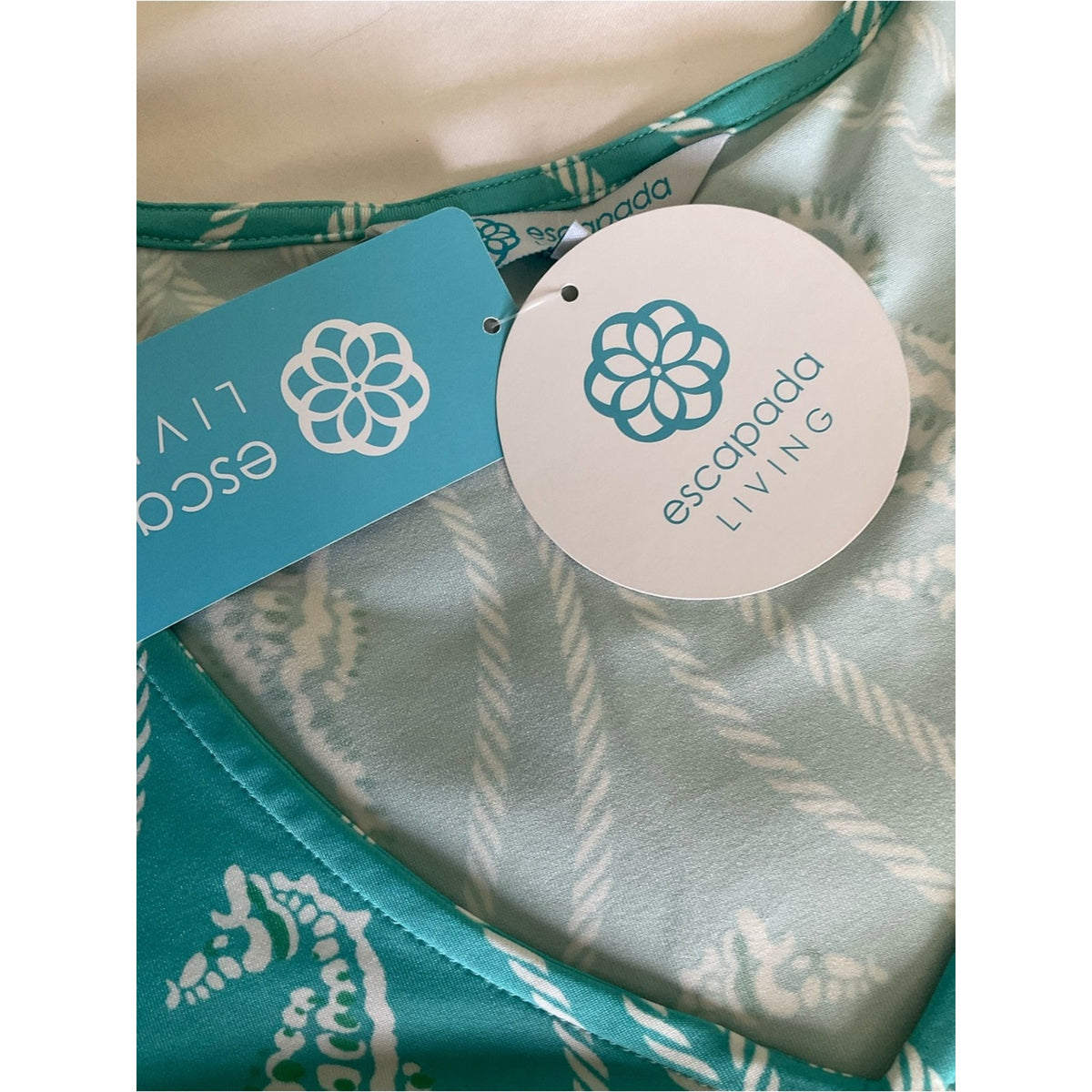 Escapada Turquoise Seahorse Rope-Print V-Neck Tunic
