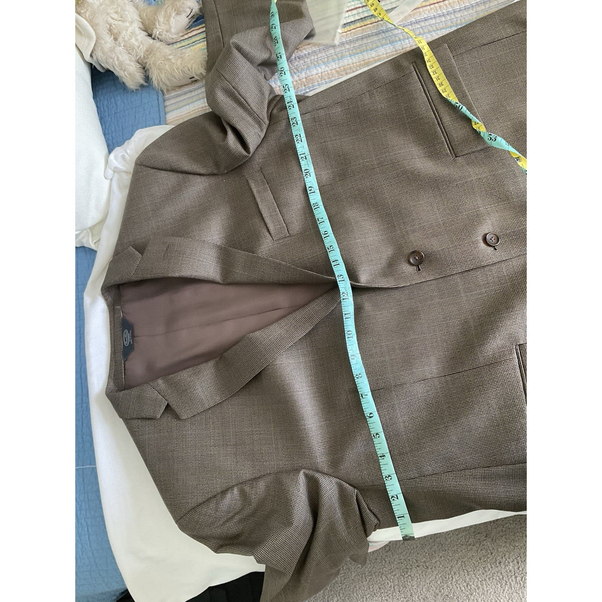 Pronto Uomo Couture Brown Houndstooth Wool 2-Button Blazer 48S
