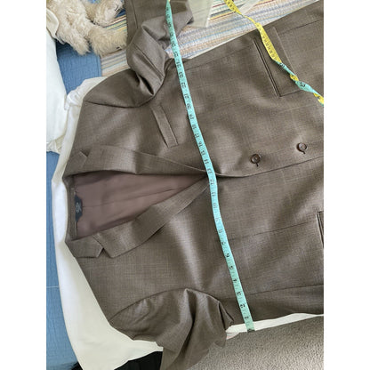 Pronto Uomo Couture Brown Houndstooth Wool 2-Button Blazer 48S