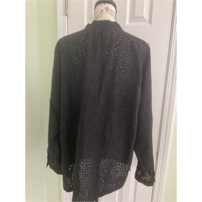 Torrid Black Eyelet Long-Sleeve Tunic Top
