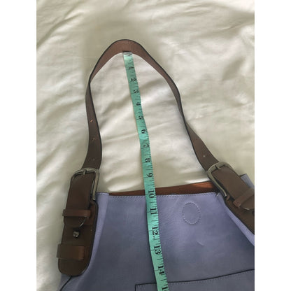 Lavender Shoulder Tote with Brown Strap Accents