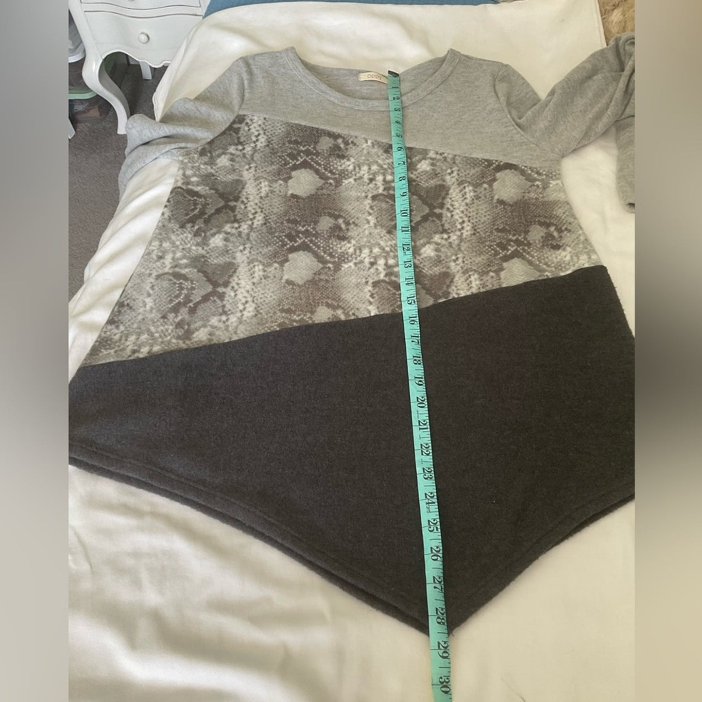 ODDY Gray and Brown Patterned Long Sleeve Top