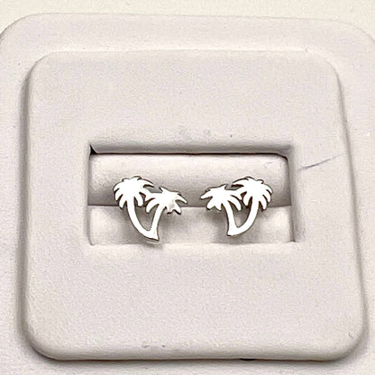 Jackie Gallagher Designs - Handmade Coastal Jewelry - Palm Tree Stud/Post Earrings, sterling silver