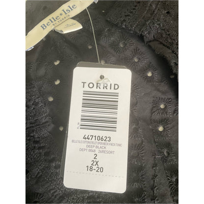 Torrid Black Eyelet Long-Sleeve Tunic Top