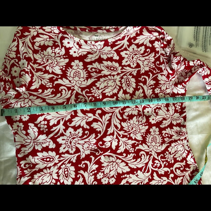 Talbots Red and White Long Sleeve Top