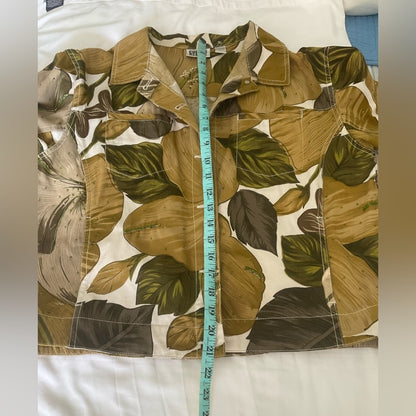 Chico's Brown and Green Floral Jean Jacket