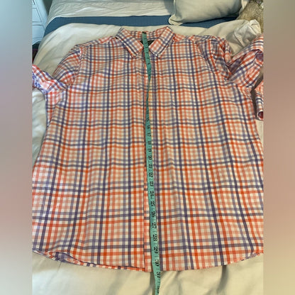 Saddlebred Orange and Purple and white Plaid Casual Button Down Shirt