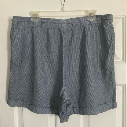 Anne Klein Navy Striped Drawstring Shorts