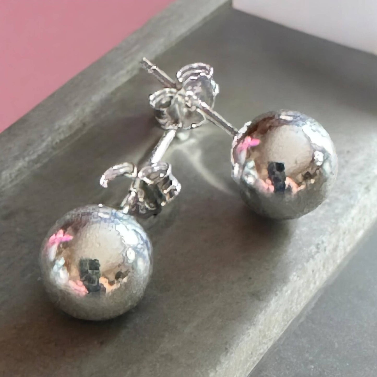 Jackie Gallagher Designs - Handmade Coastal Jewelry - Sterling silver 8mm Ball post/stud earring