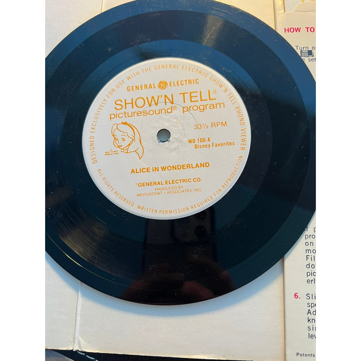 Show'N Tell Picturesound Program Alice in Wonderland WD 106 Vinyl LP Record
