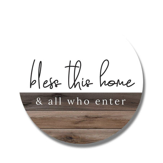 Kendrick Home - Bless This home White And Wood Circle
