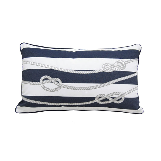 Blue and White Stripe Nautical Indoor/Outdoor Rope Pillow