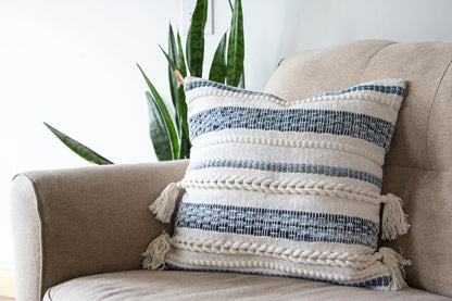 Hand Woven Bone Pillow with Tassels