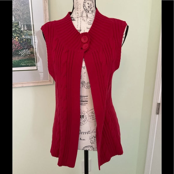 Kim Rogers red sweater vest