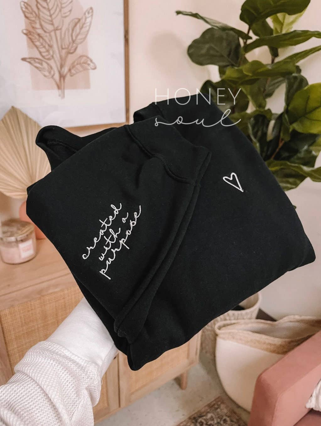 Honey Soul LLC - Created With A Purpose Embroidered Sweatshirt