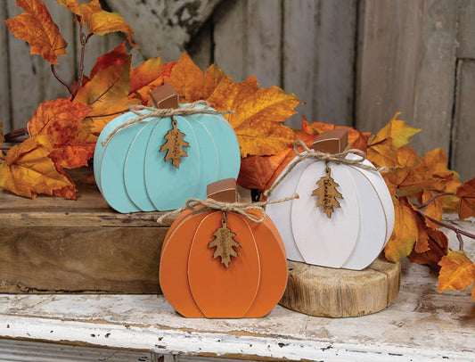 The Hearthside Collection - Fall Word Tag Chunky Pumpkin, 3 Assorted