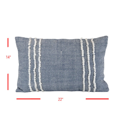 Blue with White Stripes on Side Hand Woven Indoor/ Outdoor Linett Pillow